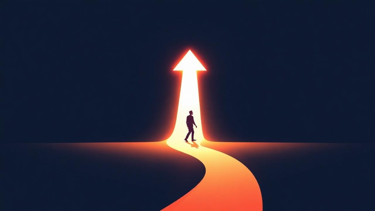 Illuminated path representing a career transition