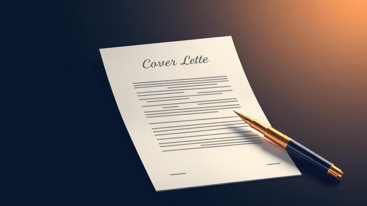 Cover letter with a golden fountain pen